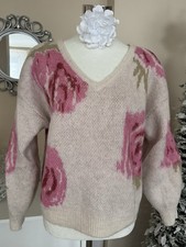 Dicker Blumen Strick Pullover