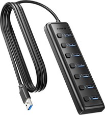 BENFEI 7-Port USB 3.0 Hub, Ultraflacher tragbarer USB-Splitter mit 1m Kabel –