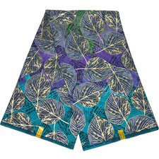 Afrikanischer Stoff Druck Gold verziert Ankara 6 Yards 100% Baumwolle Lila Material