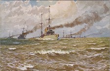 Künstler AK Postkarte deutsche Kreuzer auf See kaiserliche Marine SMS Königsberg