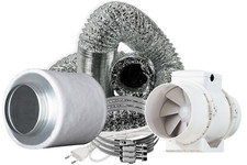 Abluft Set Grow 125 mm leise Belüftungsset für Growbox Aktivkohlefilter Turbo