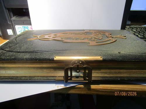 Antik fotoalbum leder geprägt - antik,