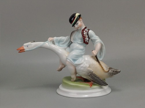 Junge reitend gans - gans, herend