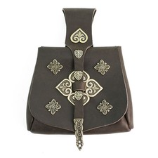 Birka oder Ås Tasche reich beschlagen Braun Mittelalter Wikinger