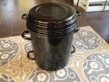 antiker Emaille Entsafter Einmachtopf Einwecktopf Pflanzkübel groß Topf schwarz