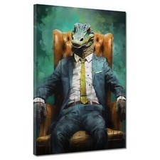 Krokodil im Anzug Leinwandbild