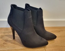 Stiefeletten Stilettoabsatz Schwarz Velours Gr. 38 von Jumex