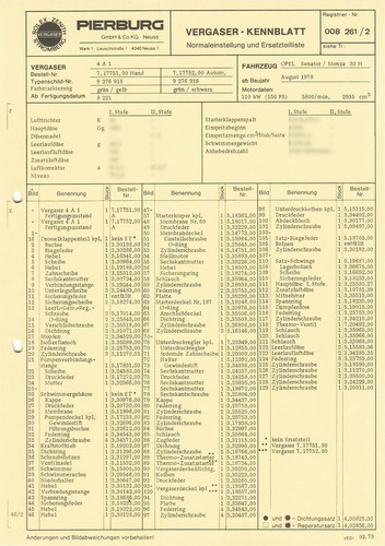 Datenblatt einstelldaten solex - datenblatt,
