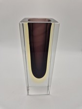 Murano Sommerso Glas, Überfangvase, 12cm, Lila, 50er Jahre