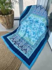 BASSETTI Plaid 135x190 AGRIGENTO B1 blau Decke Kuscheldecke TAGESDECKE Zudecke