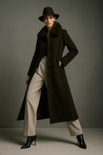 Engo Quaglia Vintage Mantel 40 42 dunkelbraun Alcantara Pelzkragen Zürich