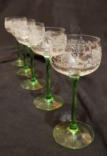 5 alte Weingläser Bacchus Motiv * Rieslinggläser Stengelgläser Vintage  Retro