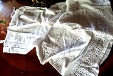 Mid Century Nachthemd auch Sommerkleidchen Gr. 40 viel alte Lochspitze Hohlsaum