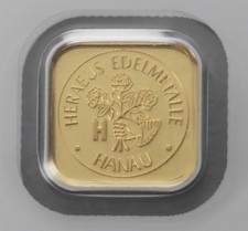 1g Goldbarren Heraeus aus MultiDisc,  quadratische Barren 999,9 Feingold