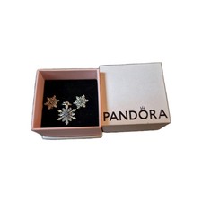 PANDORA Kristall Schneeflocke Blau  Kettenanhänger und Ohrringe