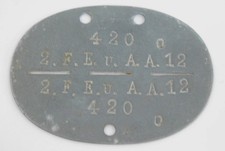 Erkennungsmarke WK II 2. F. E. u. A. A. 12 Fahr Ersatz und Ausbildungs Abteilung
