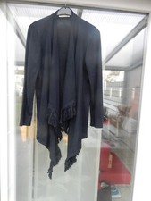 schwarze Strickjacke m. Fransen, von Betty Barcley, vorn Zipfel, Gr. 40 (44-46)