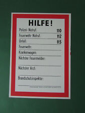 altes DDR Schild Hinweisschild Fabrikschild " Hilfe - Telefonnummern "  (4)