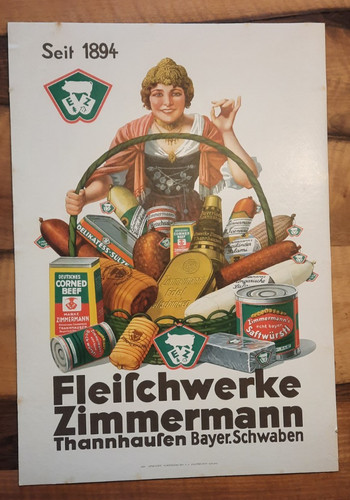 Alte reklame fleischwerke - reklame, "fleischwerke