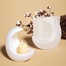 🌙 2tlg. Silikonform Kerzenhalter Mond Harzform Teelicht Halter gießen Gießform