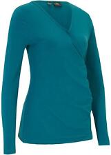 Neu Langarmshirt mit Wickeloptik Gr. 52/54 Petrol Damen Langarm-Shirt Oberteil