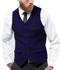 Business Herren Anzug Tweed Weste Herringbone Wolle Vintage Hochzeit Bräutigam++