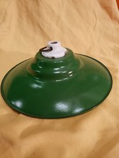 Vintage Industrie-Lampe Deckenlampe Emaille Grün 20 Cm Porzellanfassung Mit Chip