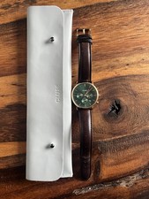 Cluse Armbanduhr Grün Roségold mit braunem Lederarmband