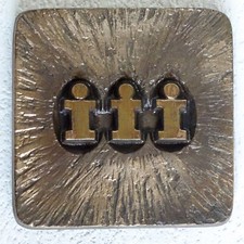 Briefbeschwerer Messing-Farbig Design Vintage RARITÄT Dekor Platte