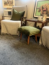 Vintage Teak & Samt Fußhocker