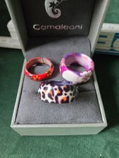 3 Ringe Bunt Hippie 70er Jahre Blumen Animal Rot Lila Rosa Modeschmuck