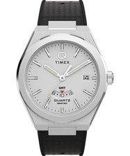 Q Timex® Continental GMT 39mm Synthetic Rubber Strap Watch (3 Monate Alt)