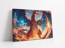 Charizard Pokemon Style Wall Art Canvas Pinewood Frame or Poster Print Artwork