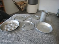 6 alte Vintage Alu Aluminium Teile Becher Deckel Pfanne