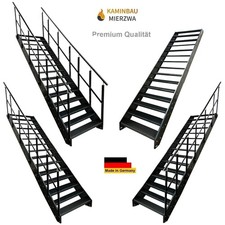 Wangen Treppe Stahltreppe 15 Stufen komplett Anthrazit Breite 60-140cm  H:285cm