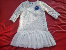 Mädchen Kleid , Blumenkleider Hochzeit, Ärmellos Weis,116