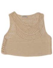 Zara Damen Crop Häkel Bluse Top UK 10 Small Off White BG12