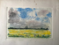 FRANZ EHMKE  *1928-2018 DDR MALER PASTELL BLANKENFELDE RAPS HIMMEL SIGNIERT