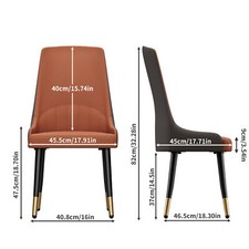 2 x Ergonomischer Esszimmerstühle Luxus Leder+Metall Küchenstuhl Wohnzimmerstuhl