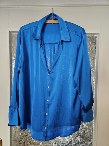 Zara bluse blau satin - zara,