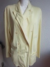 MONDI Damen Jersey 42 L Blazer Hellgelb Zweireiher Langarm Boyfriend JACKE Anzug