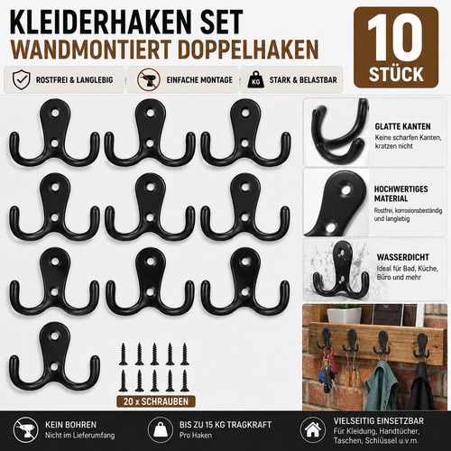 Kleiderhaken set wandmontiert - set,