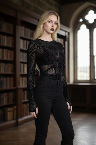 Gothic langarmshirt schwarz - gothic,