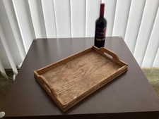 Antikes Art Deco Servier Tablett Massiv Holz 48 x 28 cm Butler Tray mit Patina