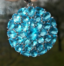 Edelstein Anhänger  Silber pl. mit  SWISS BLUE TOPAS CZ    EINZIGARTIG / NEU!