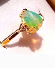 Natürlicher äthiopischer Opal Ring 14 Karat Gold über Sterlingsilber Neu Größe 8