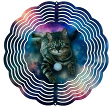Edelstahl 3D Windspiel Windspinner 20cm Katze Bengal WI51