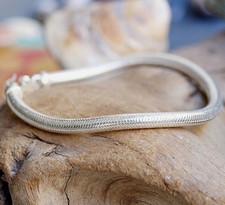 Dick & Fett Massiv 925er Silber Armband 19,5 cm Ø 5,3 mm Schlangenkette Armkette