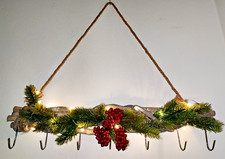 Dekoholz äste hänger weihnachten 7 haken fensterdeko natur massiv LED Timer 60cm