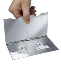 Chrom Bodensteckdose Doppelsteckdose 2-fach flach Einbauplatte klappbar